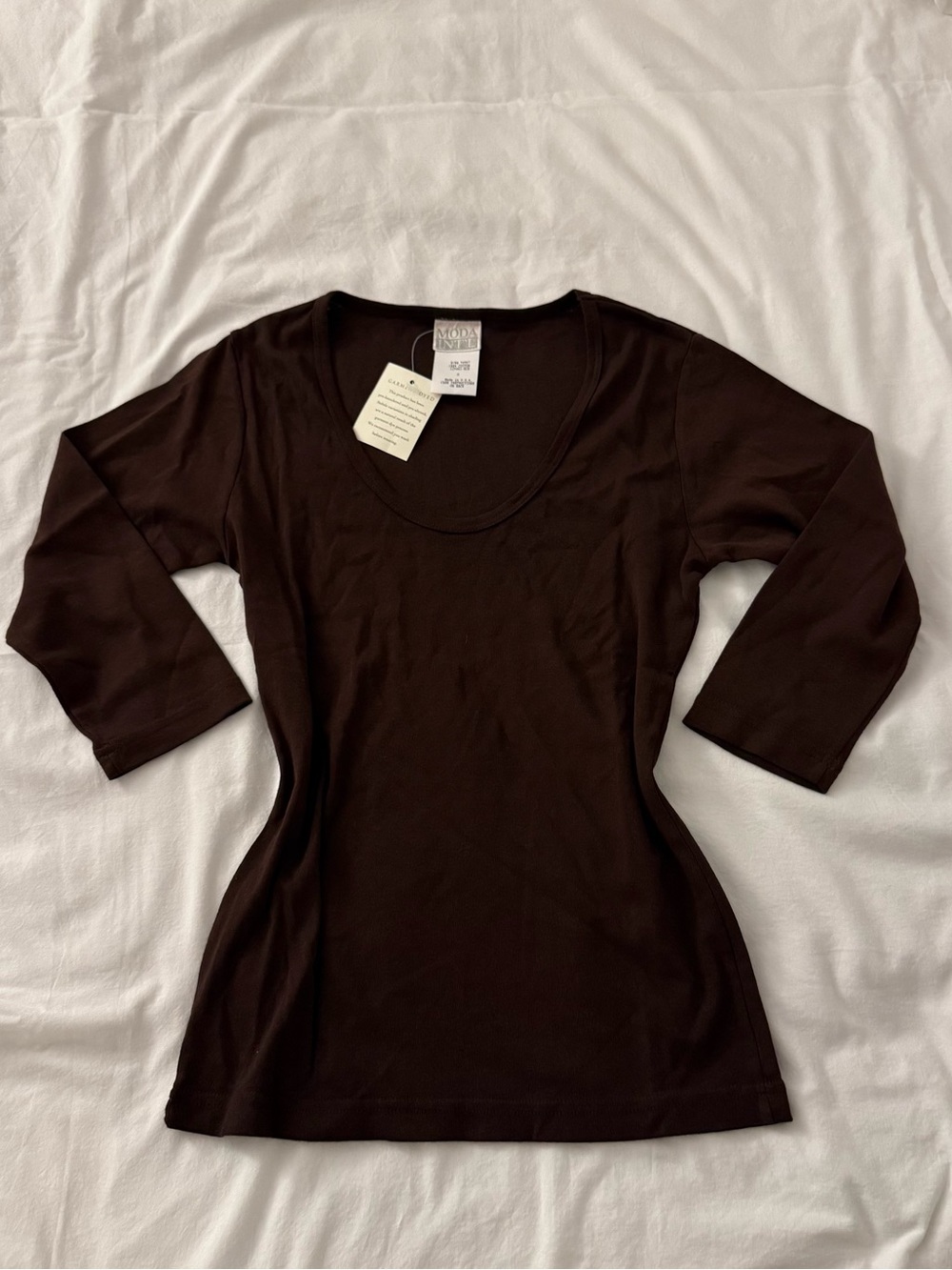 Moda Int'l 100% cotton basic brown top size S